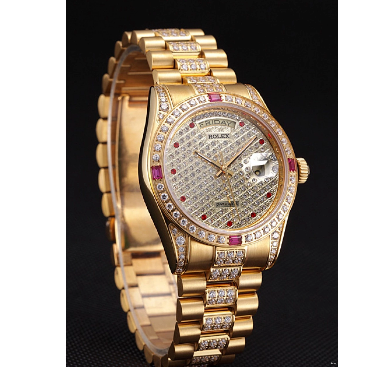 AAA replica watch Yellow Gold-srl184 Diamonds 621614 Swiss Rolex Day-Date 0604